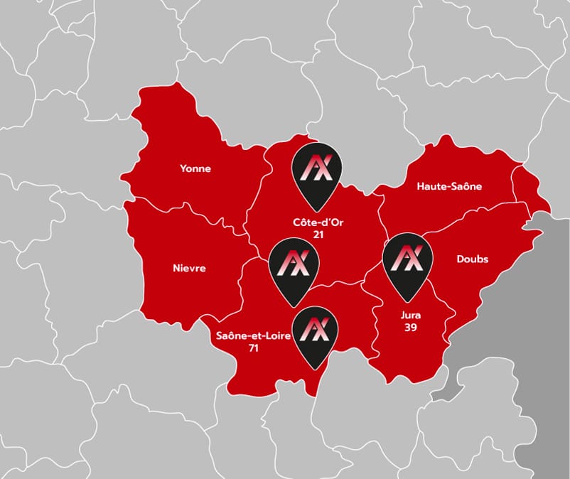 Carte d'implantation des agences d'AXGROUP