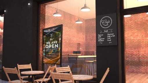 Ecran vitrine café affichage dynamique
