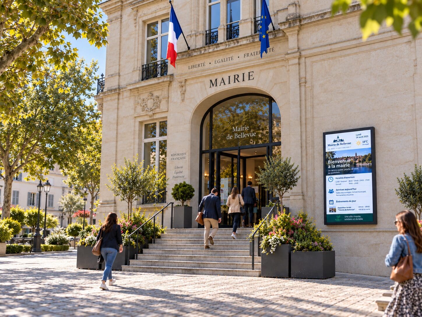 Mairie française au cœur de Bellevue mairie écran affichage dynamique